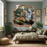 Wall Stickers: Wall Hole Tiger Waterfall 7