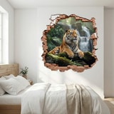 Wall Stickers: Wall Hole Tiger Waterfall 8