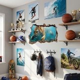 Wall Stickers: Wall Hole Tiger Underwater 6