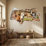Wall Stickers: Wall Hole Funny Cows 7