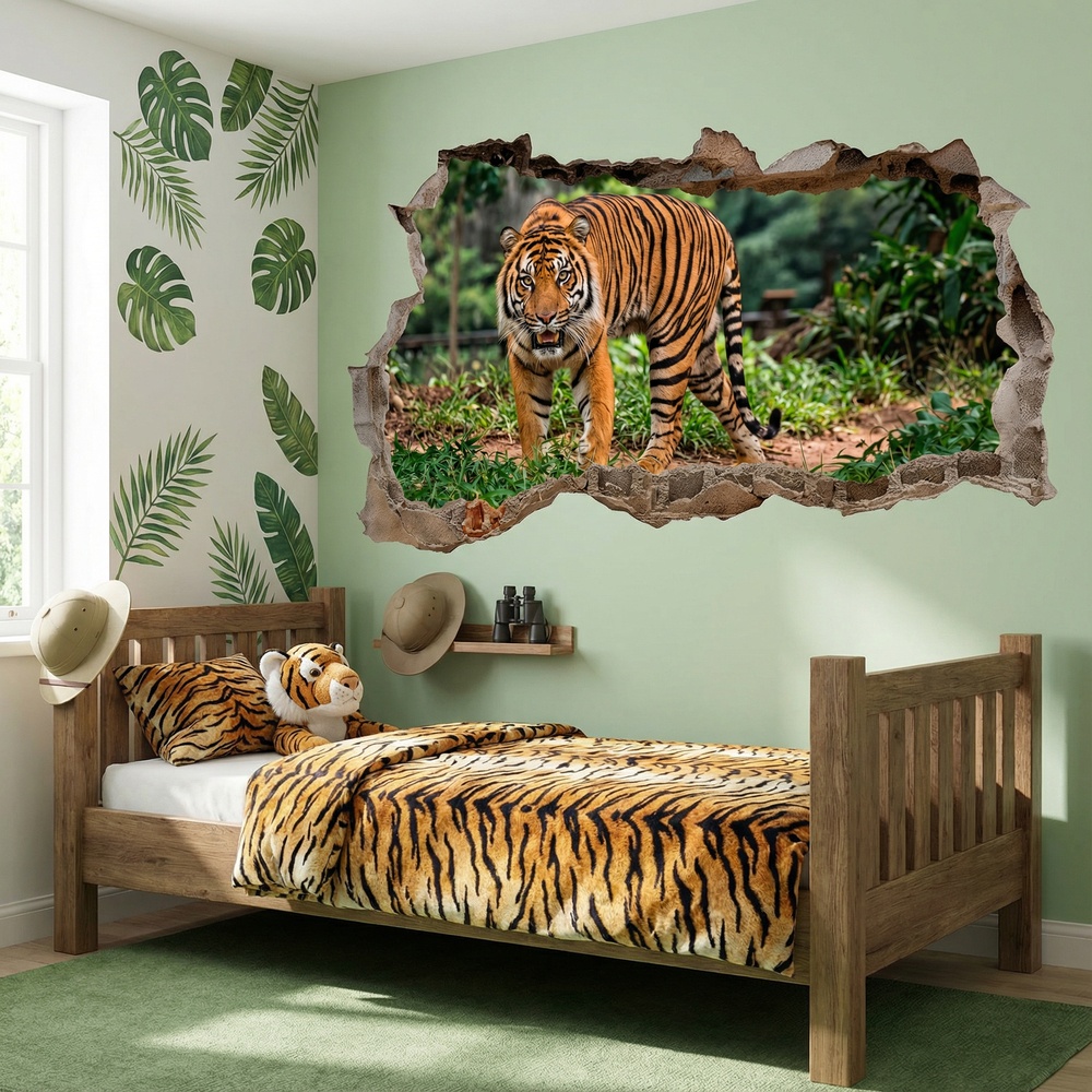 Wall Stickers: Wall Hole Bengal Tiger