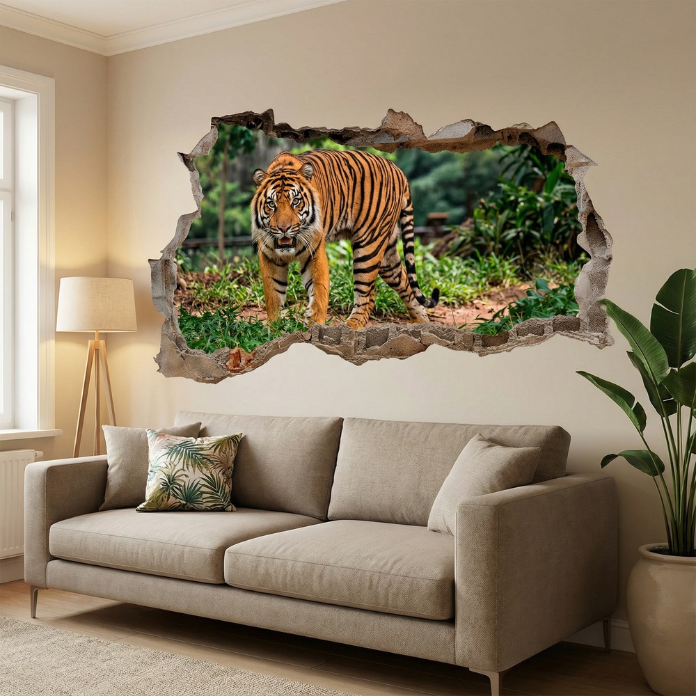 Wall Stickers: Wall Hole Bengal Tiger in the Jungle
