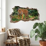 Wall Stickers: Wall Hole Bengal Tiger 5