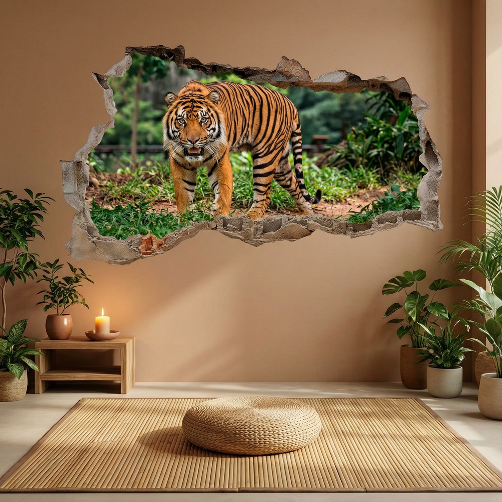 Wall Stickers: Wall Hole Bengal Tiger