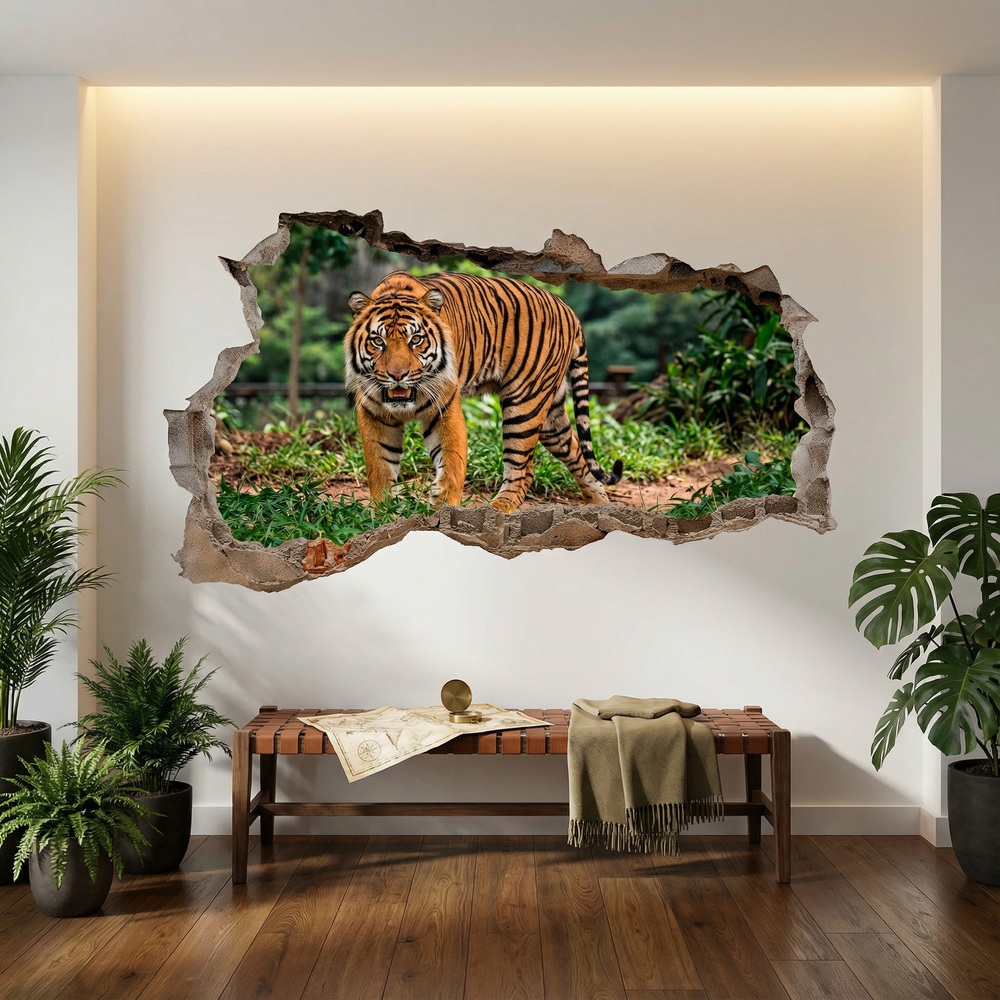 Wall Stickers: Wall Hole Bengal Tiger