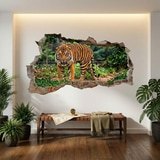 Wall Stickers: Wall Hole Bengal Tiger in the Jungle 8