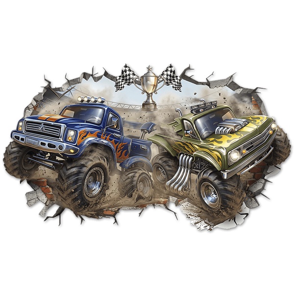 Stickers for Kids: Wall Hole Monster Trucks Competition