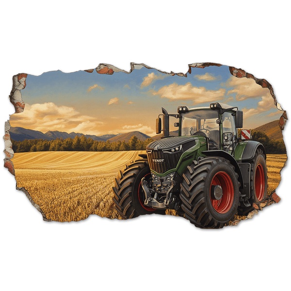 Wall Stickers: Wall Hole Golden Field Tractor