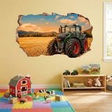 Wall Stickers: Wall Hole Golden Field Tractor 8
