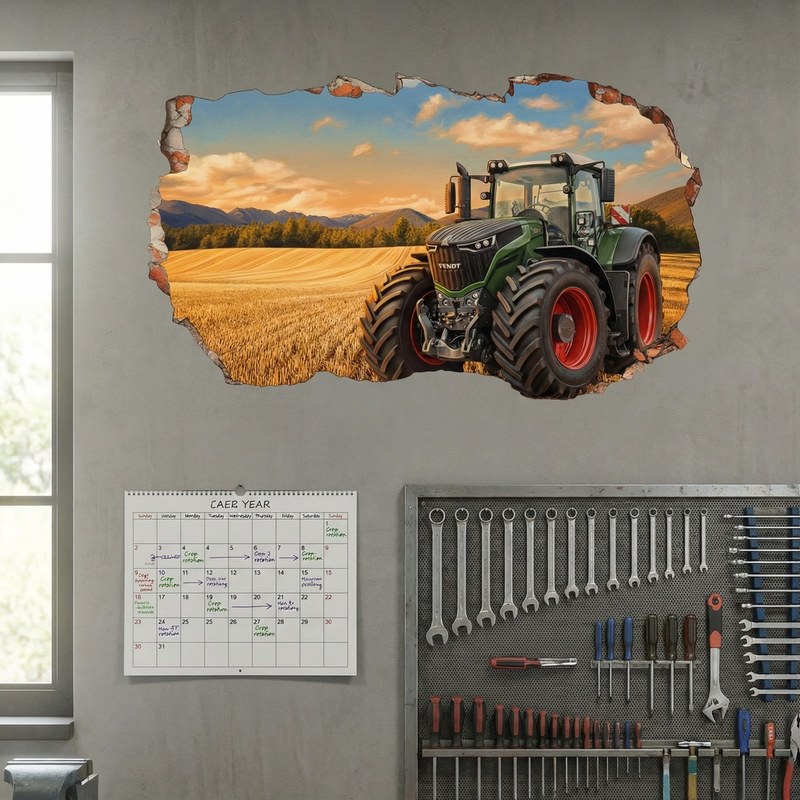 Wall Hole Tractor in Golden Wheat Field 8/9