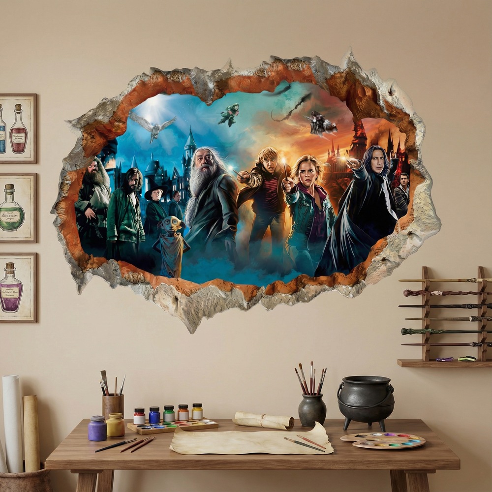 Wall Stickers: Wall Hole Harry Potter Characters