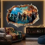 Wall Stickers: Wall Hole Harry Potter Characters 4