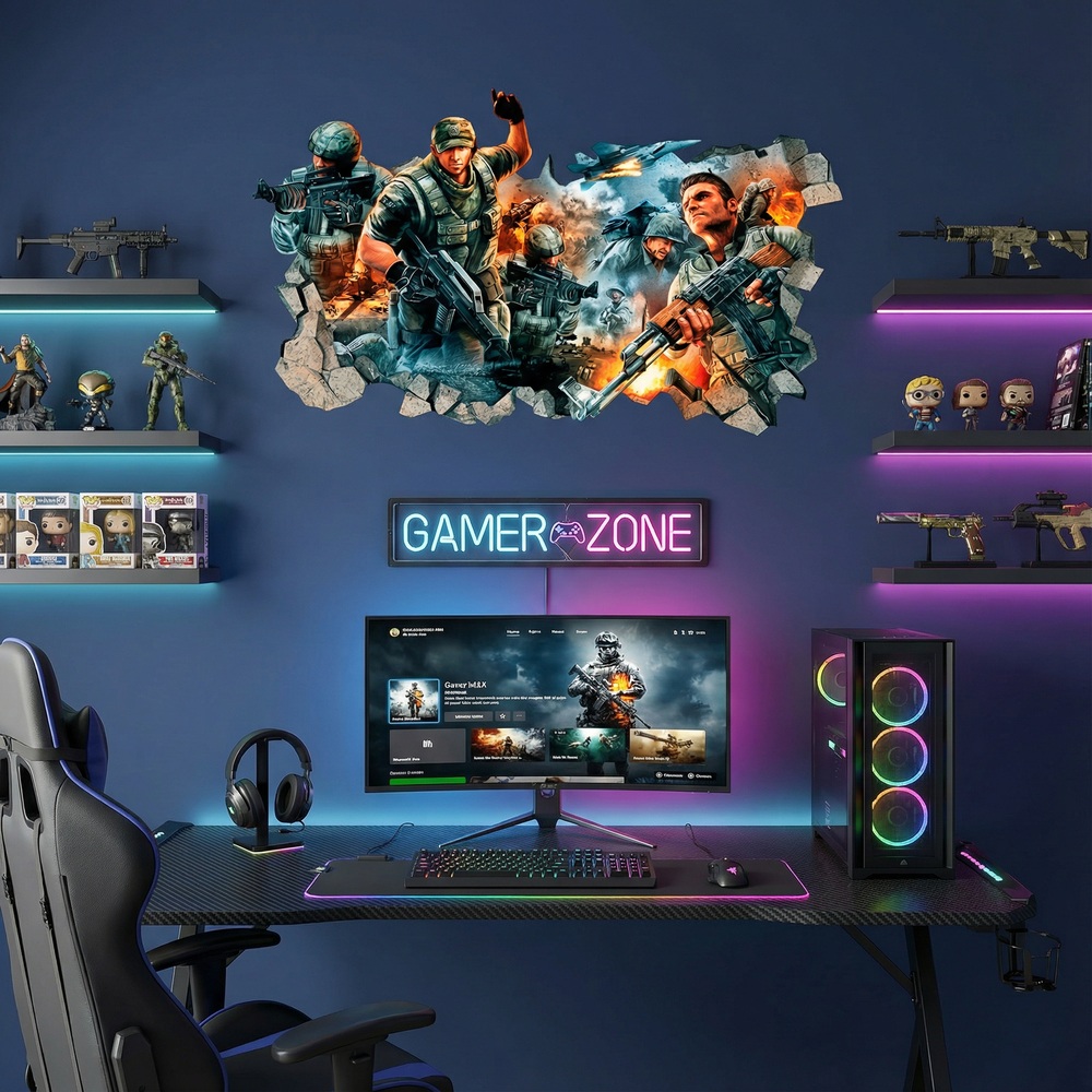 Wall Stickers: Wall Hole Shooter Video Game Gamer