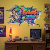 Wall Stickers: Wall Hole Gamer Zone Cat 3