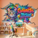 Wall Stickers: Wall Hole Gamer Zone Cat 5