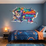 Wall Stickers: Wall Hole Gamer Zone Cat 7