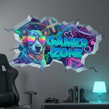 Wall Stickers: Wall Hole Gamer Zone Dog 7