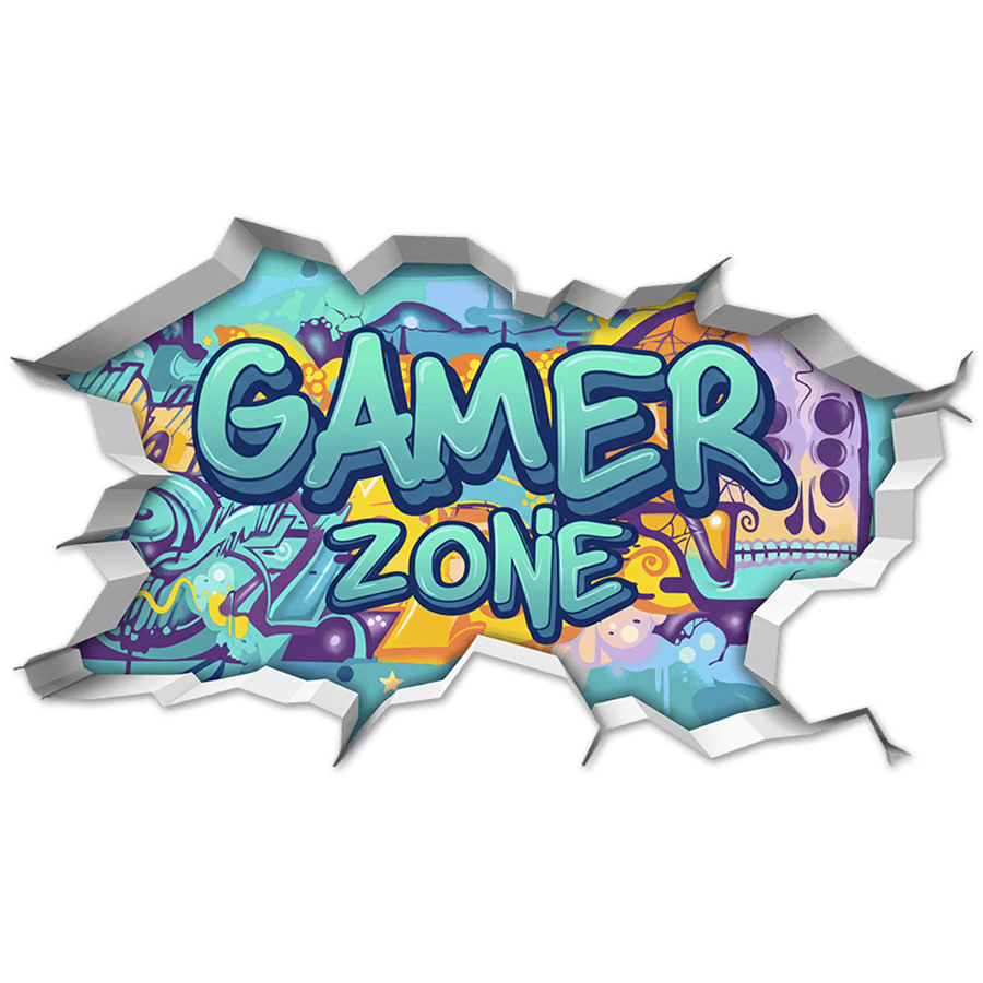 Wall Stickers: Wall Hole Gamer Zone Graffiti