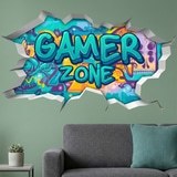 Wall Stickers: Wall Hole Gamer Zone Graffiti 3