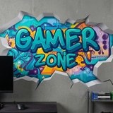 Wall Stickers: Wall Hole Gamer Zone Graffiti 7