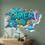 Wall Stickers: Wall Hole Gamer Zone Graffiti 8