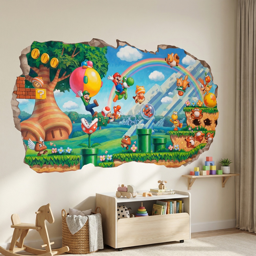 Stickers for Kids: Wall Hole Super Mario