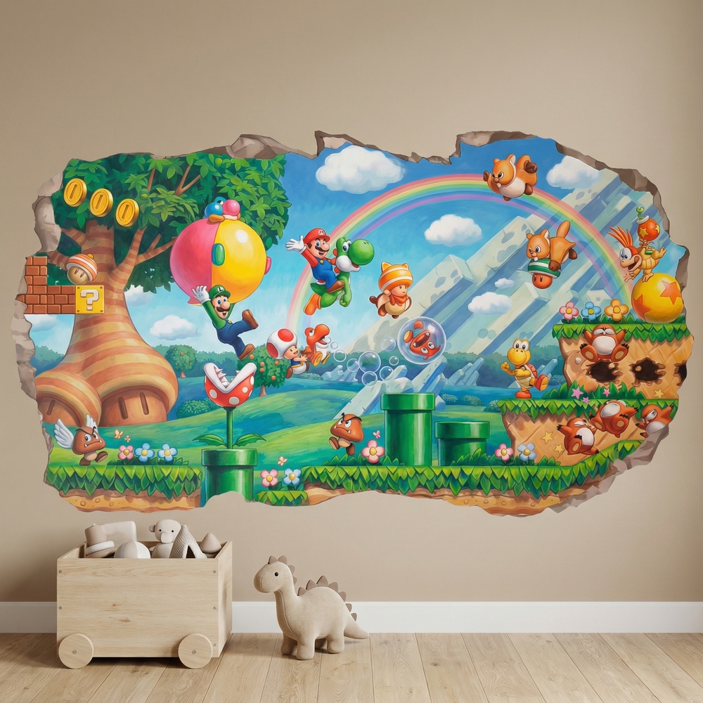 Stickers for Kids: Wall Hole Super Mario