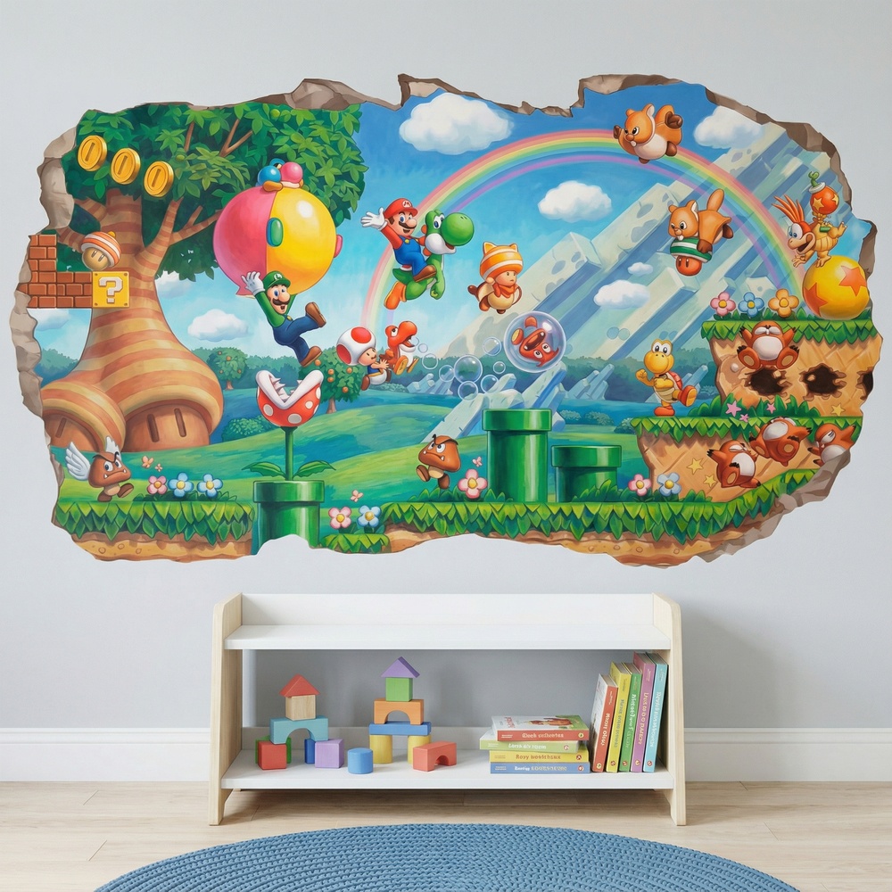 Stickers for Kids: Wall Hole Super Mario