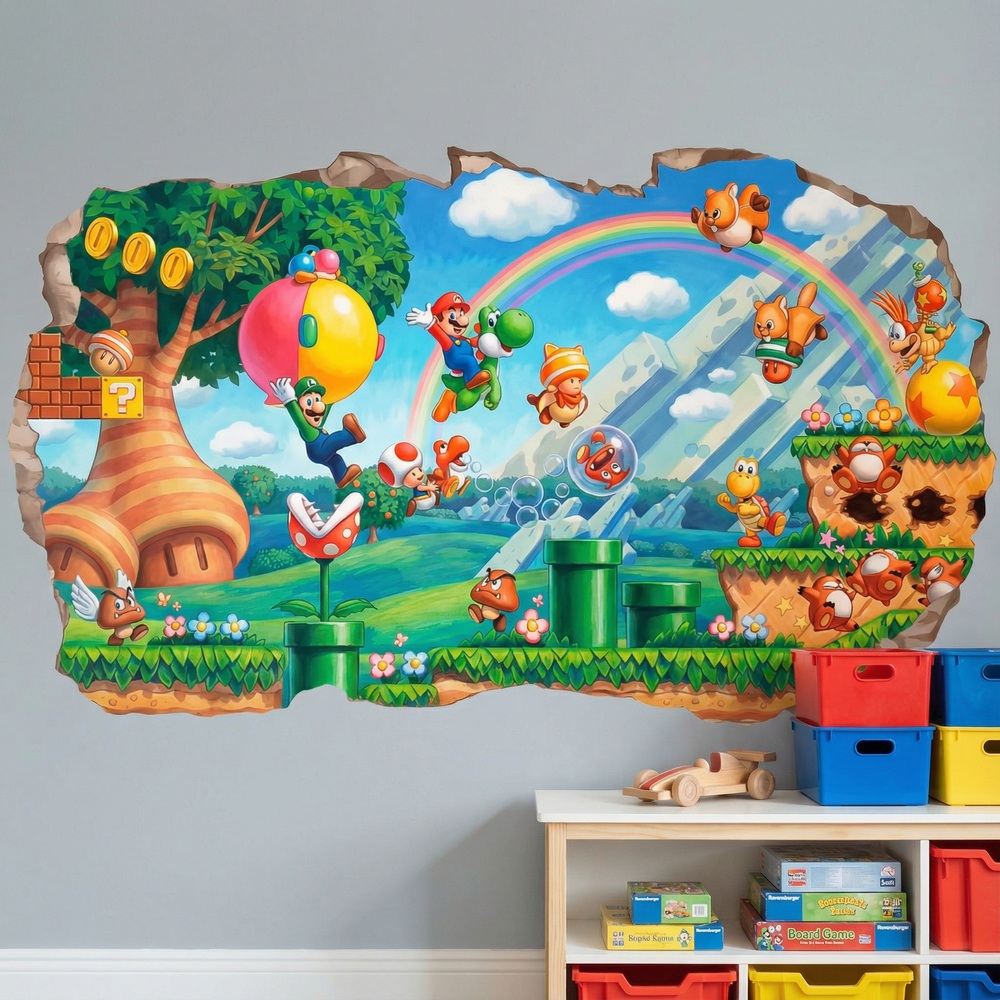 Stickers for Kids: Wall Hole Super Mario