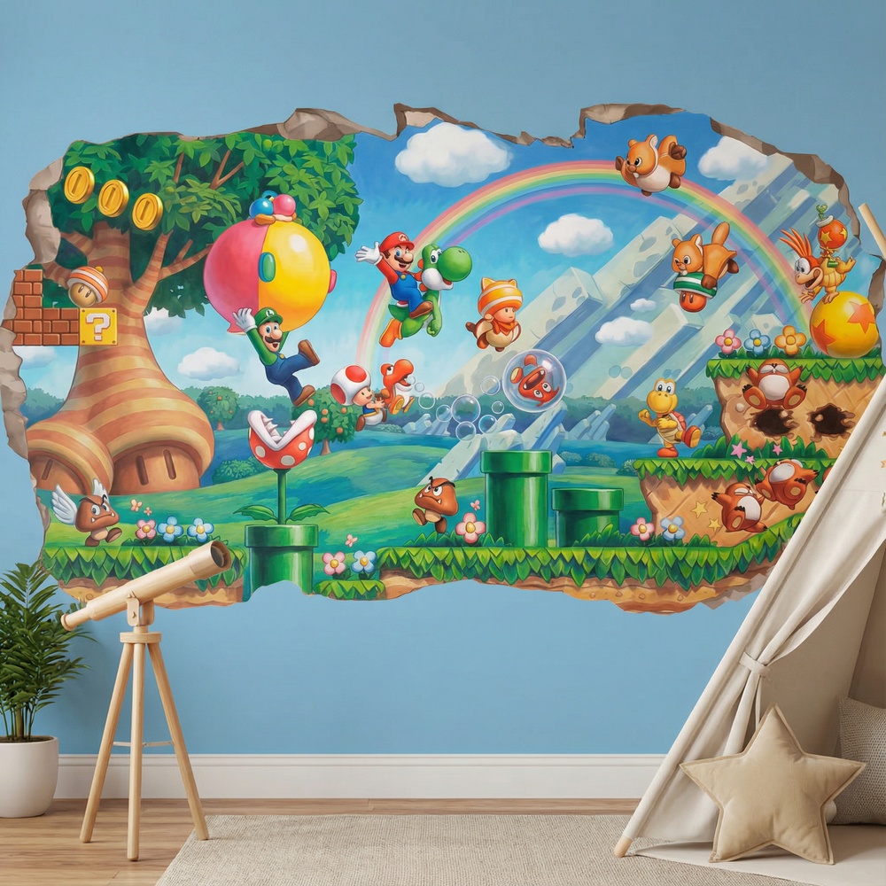 Stickers for Kids: Wall Hole Super Mario