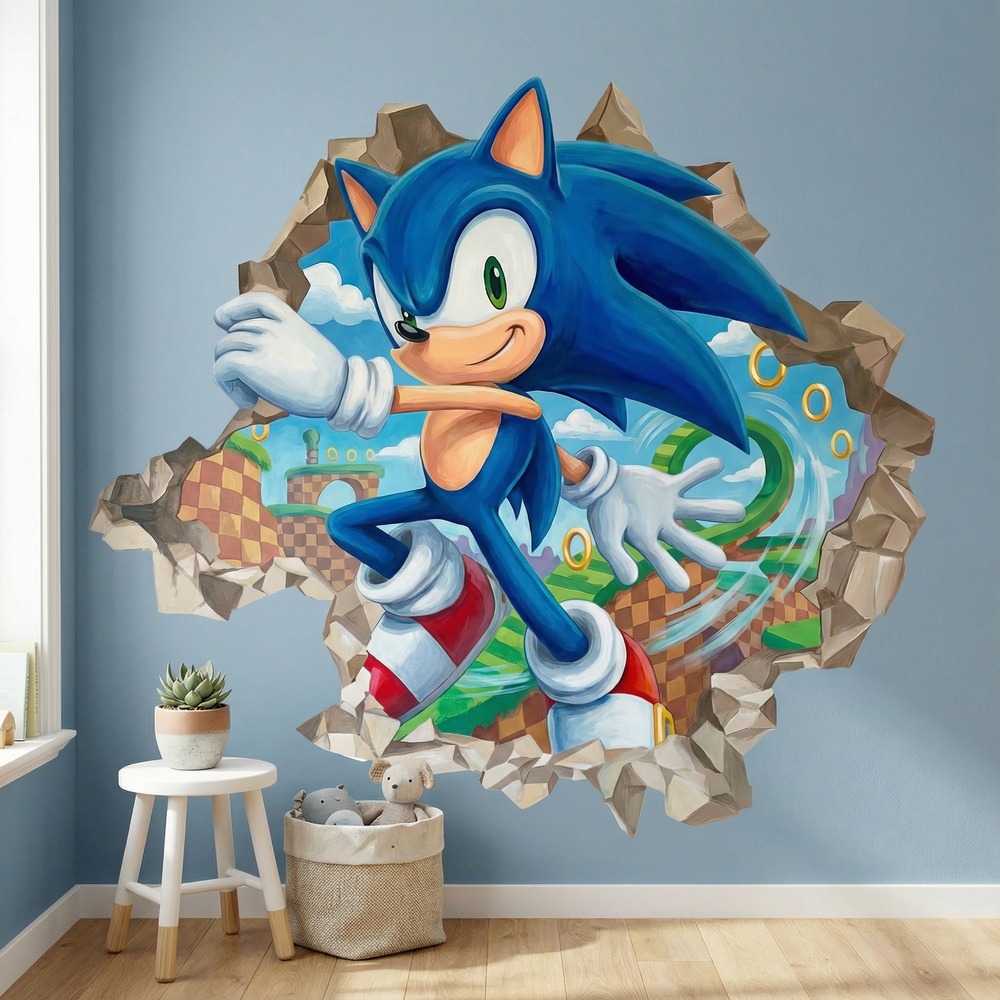 Wall Stickers: Wall Hole Sonic Arcade