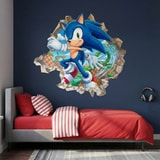 Wall Stickers: Wall Hole Sonic Arcade 4