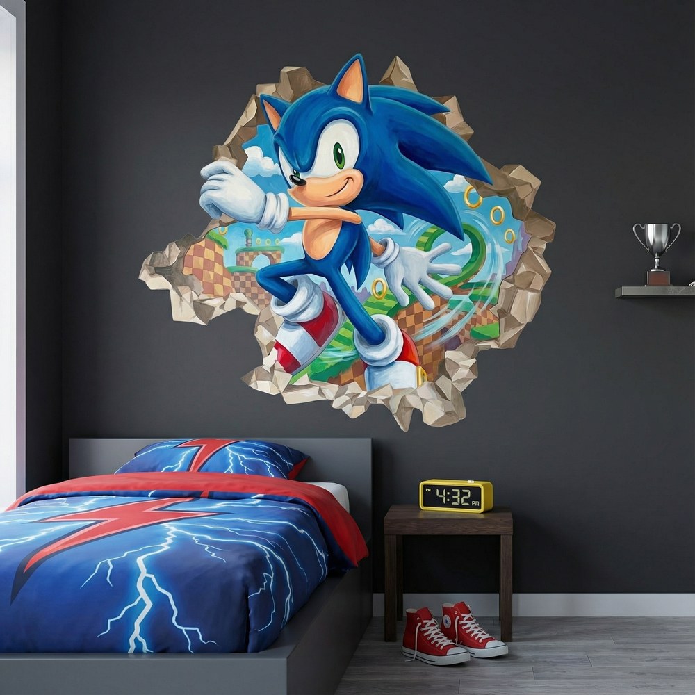 Wall Stickers: Wall Hole Sonic Arcade