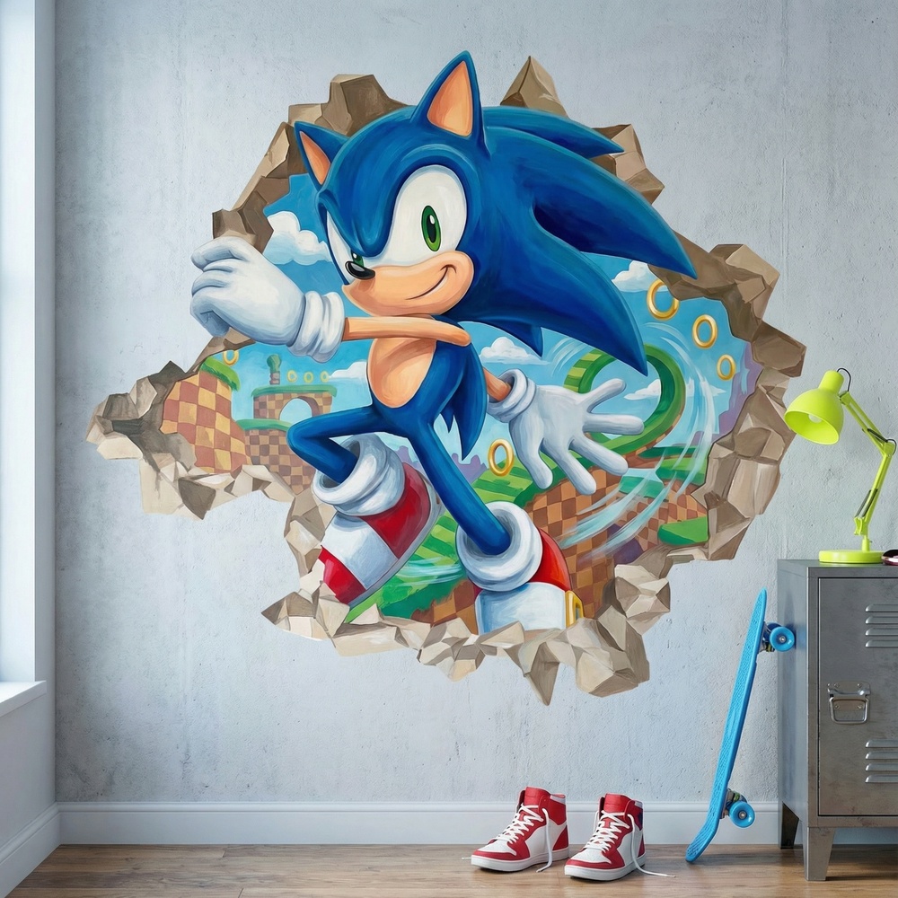 Wall Stickers: Wall Hole Sonic Arcade