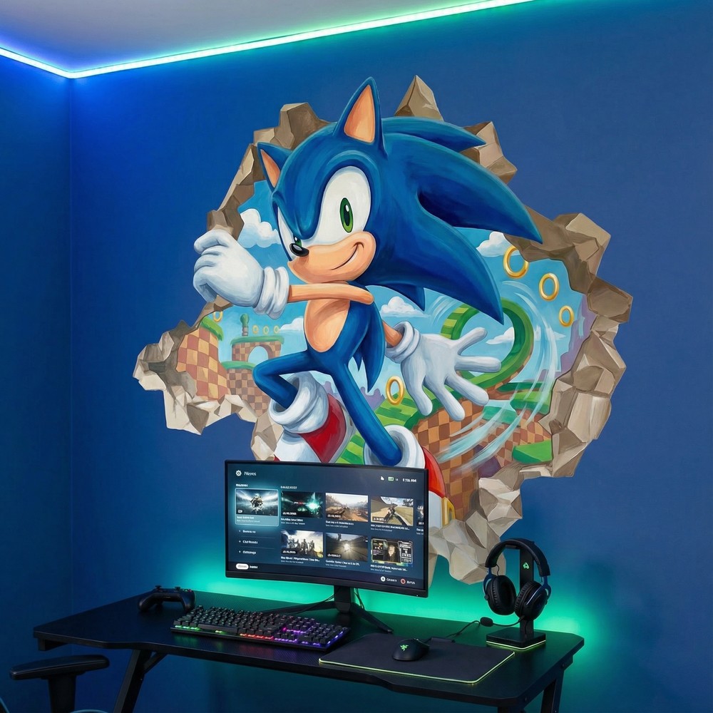 Wall Stickers: Wall Hole Sonic Arcade