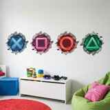 Wall Stickers: Wall Hole Gamer Symbols Playstation 4