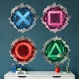 Wall Stickers: Wall Hole Gamer Symbols Playstation 5