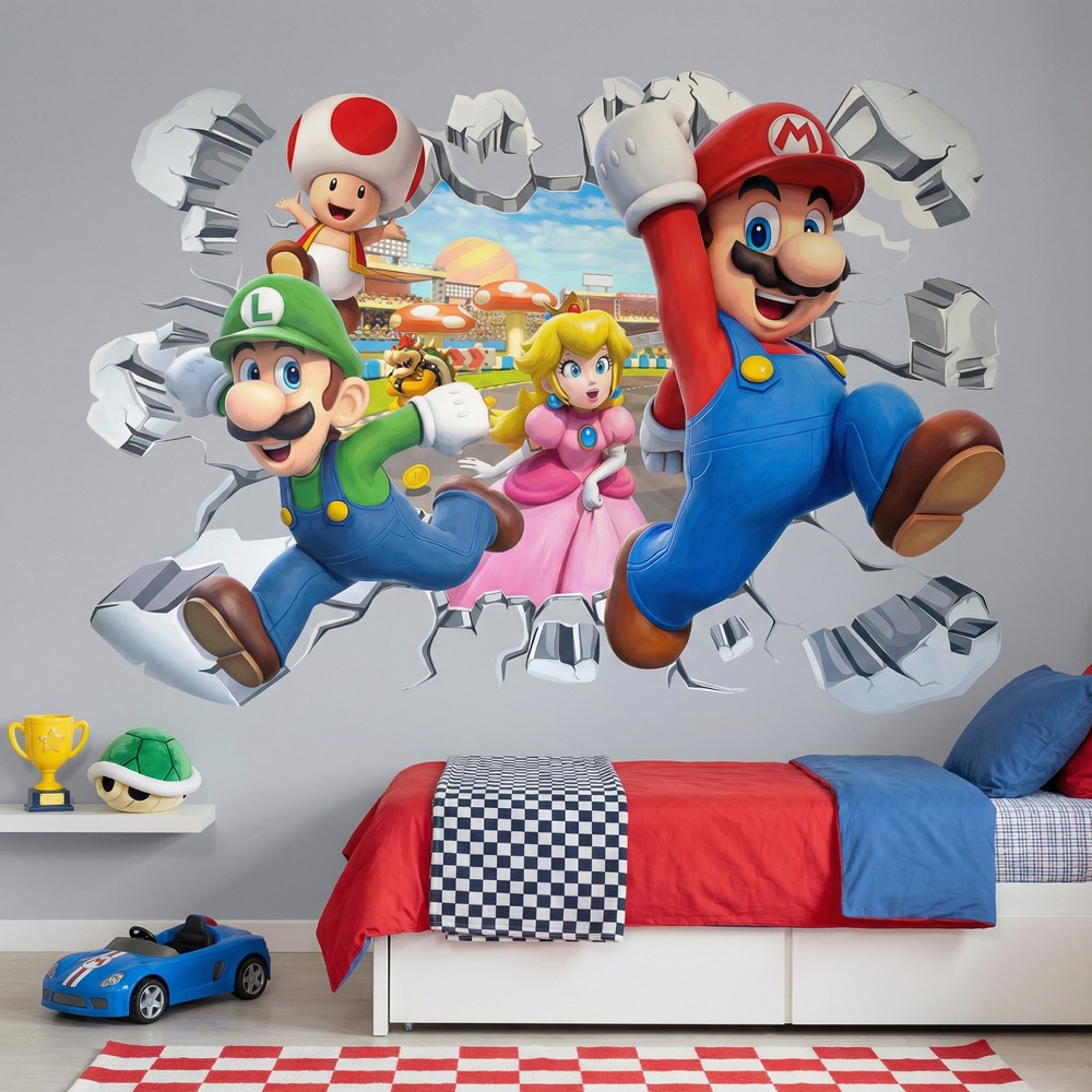 Stickers for Kids: Wall Hole Super Mario Characters