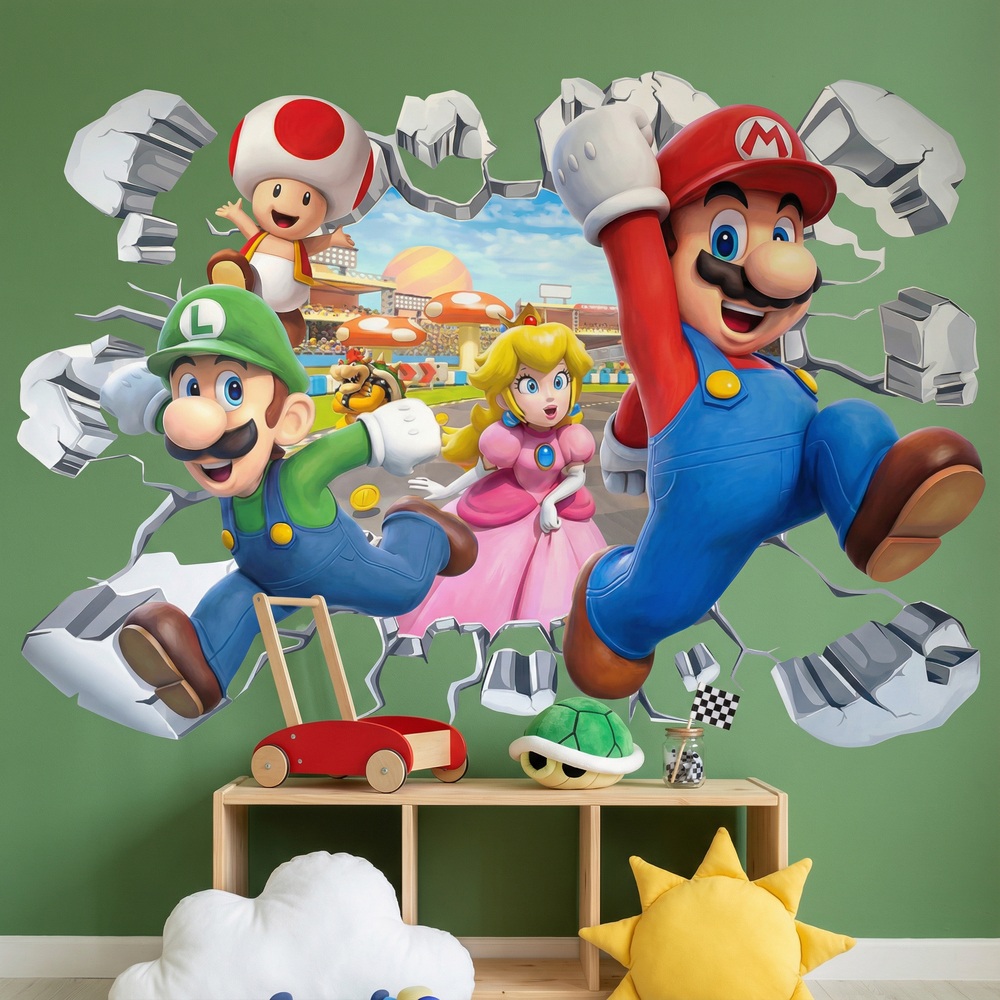 Stickers for Kids: Wall Hole Super Mario Characters