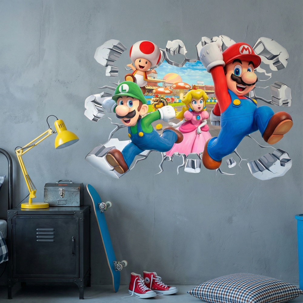 Stickers for Kids: Wall Hole Super Mario Characters