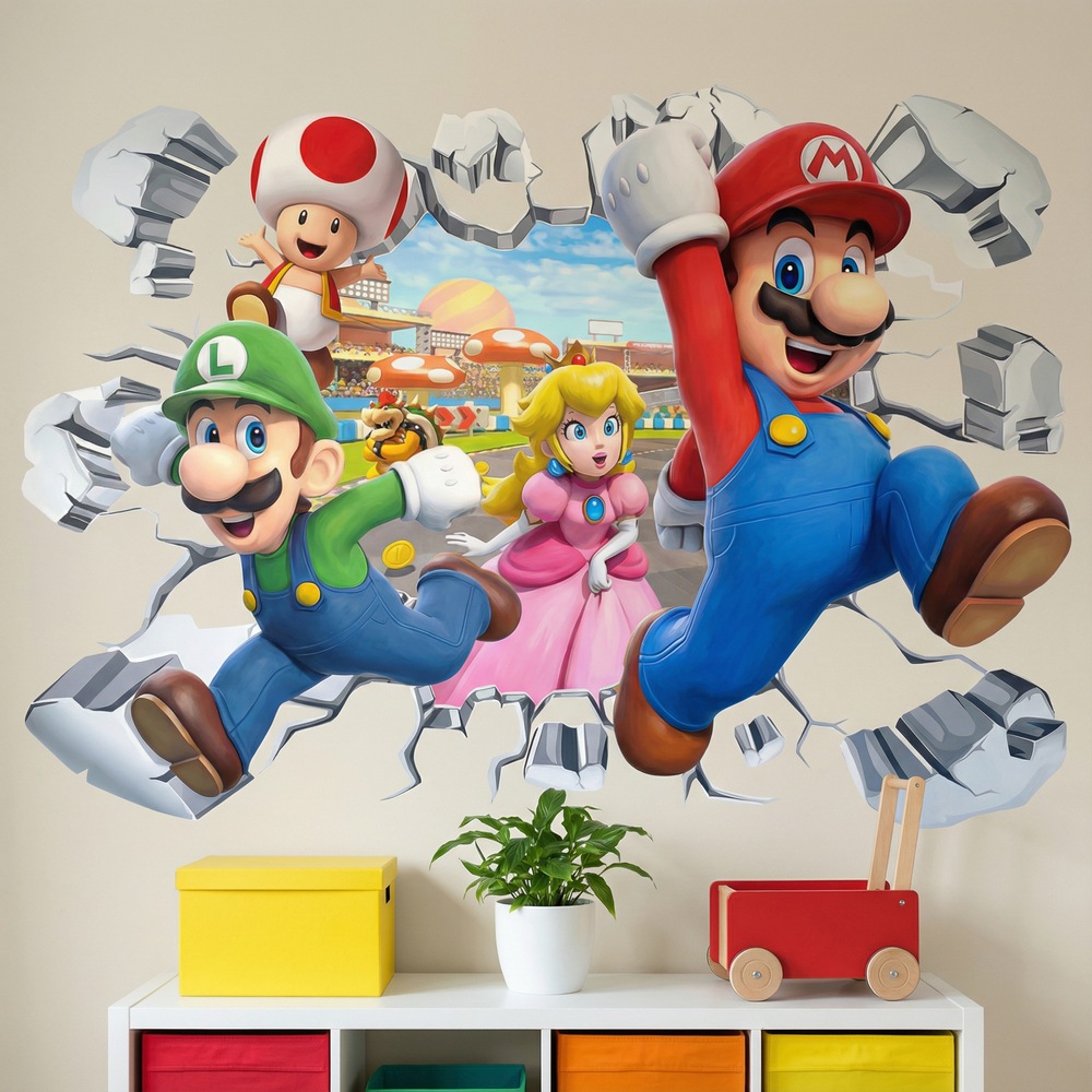 Stickers for Kids: Wall Hole Super Mario Characters