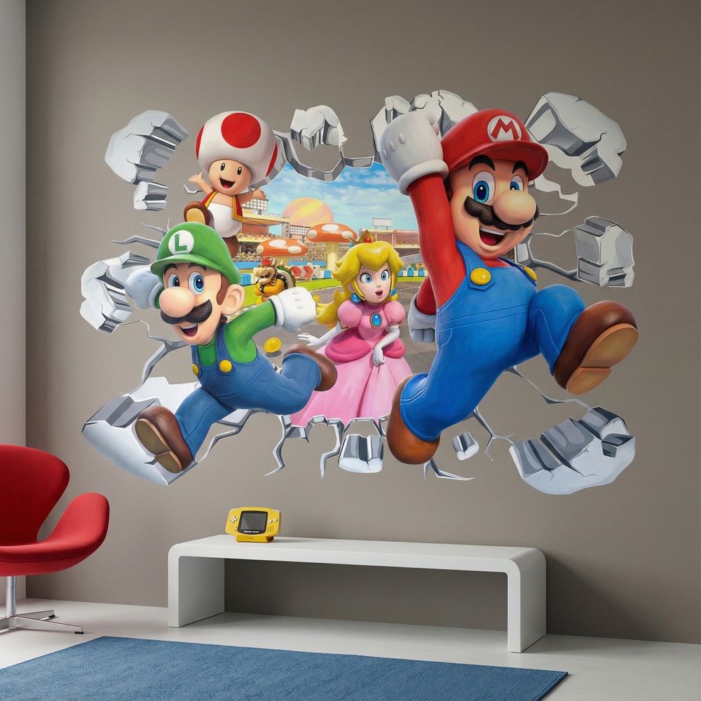 Stickers for Kids: Wall Hole Super Mario Characters