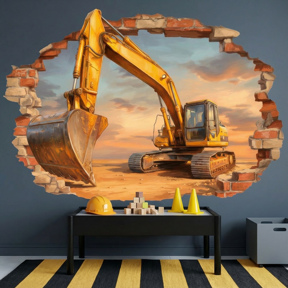 Wall Stickers: Wall Hole Excavator Construction
