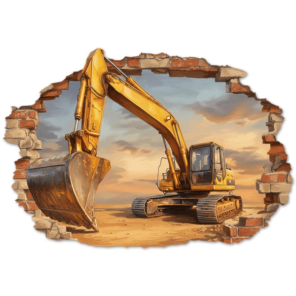 Wall Stickers: Wall Hole Excavator Construction