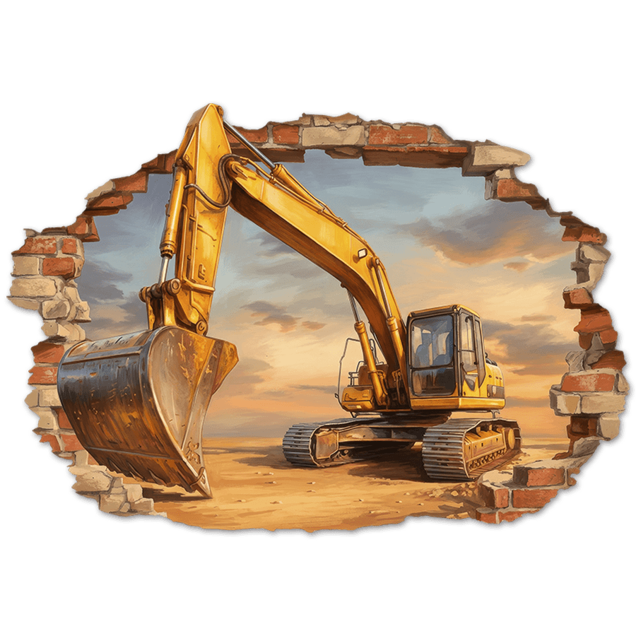Wall Stickers: Wall Hole Excavator Construction