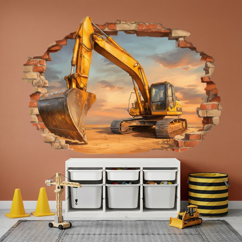 Wall Stickers: Wall Hole Excavator Construction