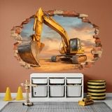 Wall Stickers: Wall Hole Excavator Construction 3
