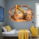 Wall Stickers: Wall Hole Excavator Construction 4
