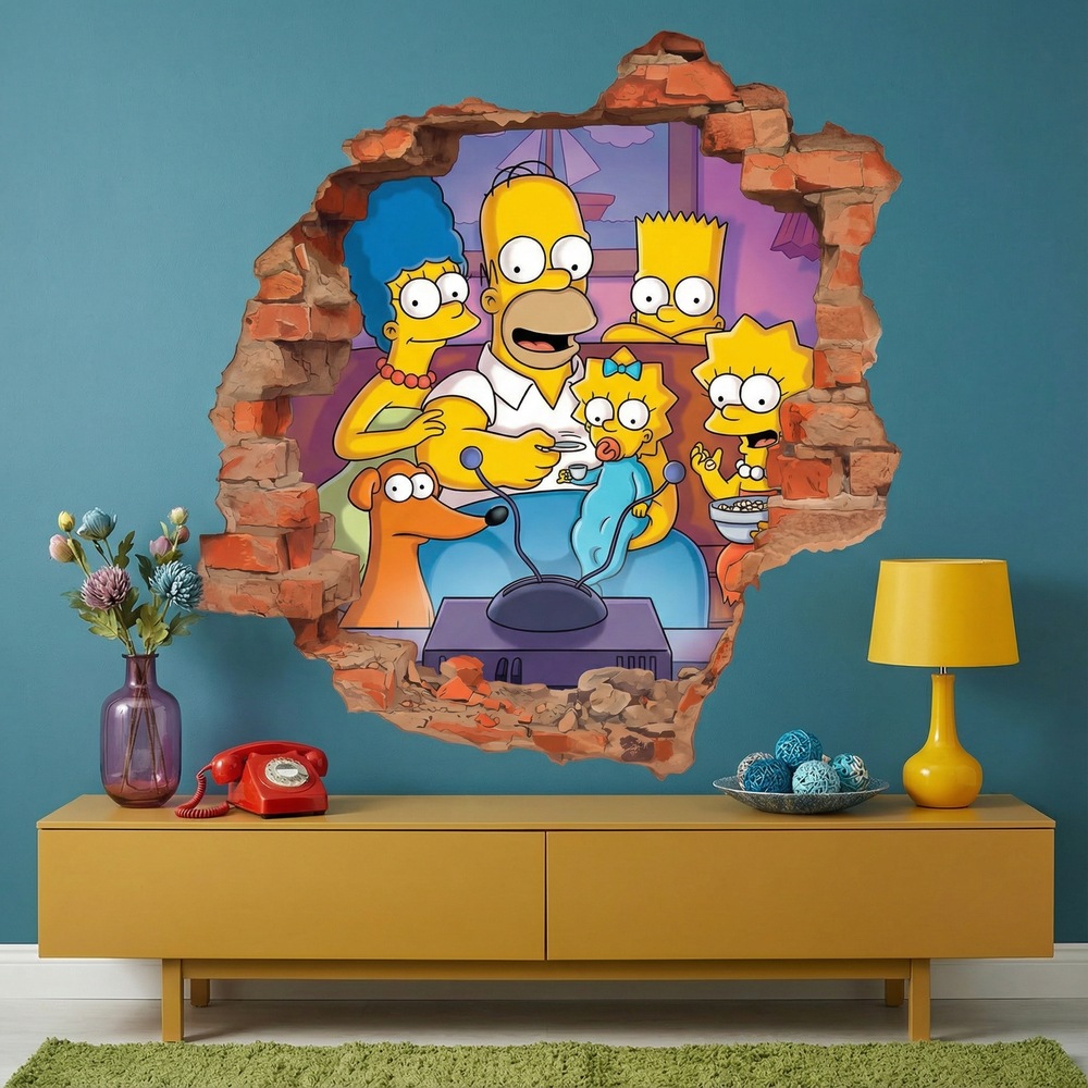 Stickers for Kids: Wall Hole Simpsons Family Sofa