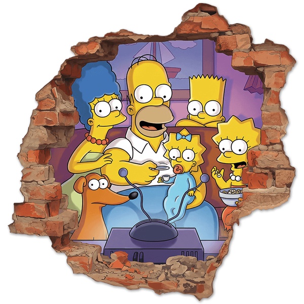 Stickers for Kids: Wall Hole Simpsons Family Sofa